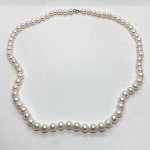 Vtg 925 Freshwater Pearl Knotted Sterling Silver Clasp Necklace |  17” L | 6mm W